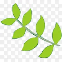 春天茶叶绿色植物手绘装饰