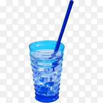 蓝色玻璃杯夏天
