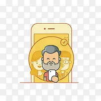 手机和卡通人物形象