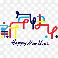 彩色新年快乐字体