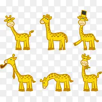 黄色长颈鹿卡通形象矢量图