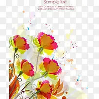 手绘彩色花朵背景素材