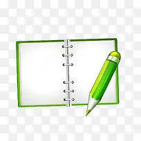 绿色笔和笔记