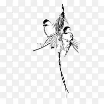 手绘创意合成小鸟仙鹤