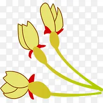 手绘黄色卡通花苞