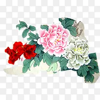 手绘水彩牡丹花海报