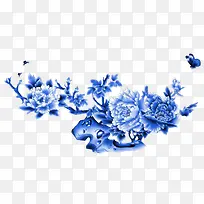 蓝色牡丹花花朵装饰