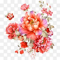 手绘唯美牡丹花图案素材