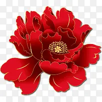 红色手绘牡丹花中国风国庆