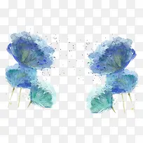 手绘水彩蓝色花朵装饰
