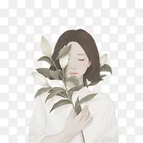 花朵手绘女孩