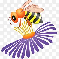 卡通花上的蜜蜂
