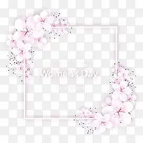妇女节粉色花朵装饰