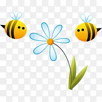 卡通蜜蜂花朵矢量图