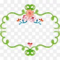绿色水彩花朵装饰边框纹理
