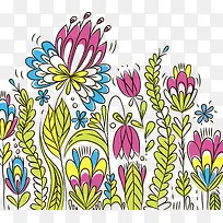 矢量手绘植物花卉背景素材