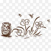 手绘小花蜜蜂漫画