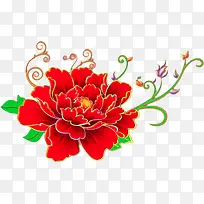 节日效果红色手绘花朵