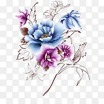 手绘花朵矢量图