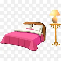 床和台灯