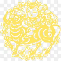 扁平剪纸风格合成新年元素