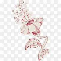 手绘花枝音符