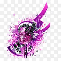 矢量紫色音乐装饰图案