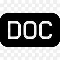doc文件类型的圆形黑色矩形符号界面图标
