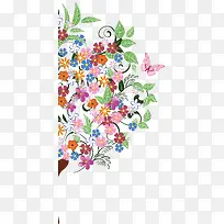手绘彩色花朵植物蝴蝶