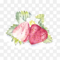 小清新水彩手绘水果草莓