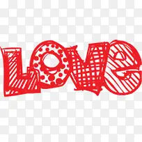 love红色手绘字母