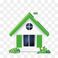 矢量绿色小房子模型青草