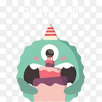 绿色怪兽生日贺卡