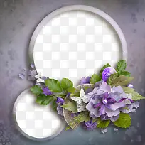 紫色花卉圆形边框
