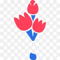 红色卡通手绘花束设计