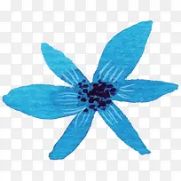 手绘水彩蓝色文艺花朵