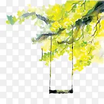 手绘文艺黄色树叶