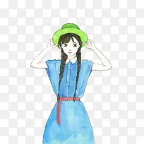 手绘文艺森女