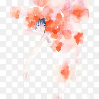 小清新少女手绘插画