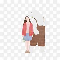 小清新少女手绘插画