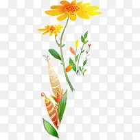 黄色手绘唯美向日葵设计