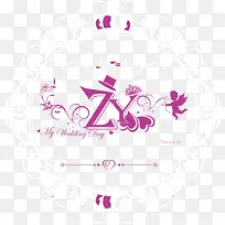 矢量丘比特花纹婚礼logo