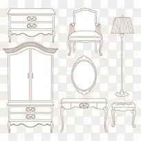 7款白色家具设计矢量素材