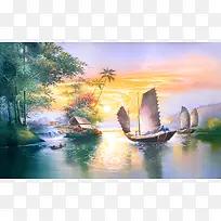自然风景美丽油画