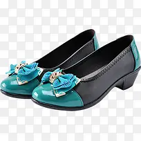 蓝色女鞋舒适低跟春季