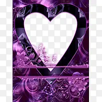 紫色爱心边框元素