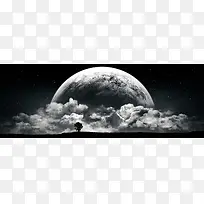 月球夜景大气banner壁纸