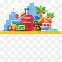 扁平化城市景色矢量图