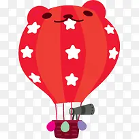 卡通红色热气球小熊