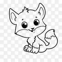 黑色手绘可爱猫咪